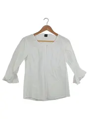Vorschaubild 1 von Damen Bluse 34/XS Weiß Glockenärmel Feminin Baumwolle