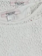 Vorschaubild 9 von TESINI Damen Häkel Bluse Gr. 34 Weiß Casual Lochmuster Frühjahr/Sommer