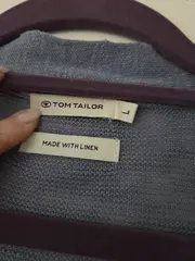 Vorschaubild 3 von Damen Strickjacke Cardigan Gr. L Blau Leinen Casual