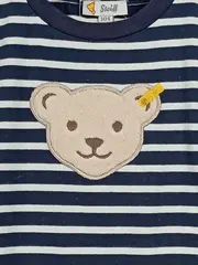 Vorschaubild 3 von Kinder T-Shirt Gr. 104 gestreift mit Bär-Applikation Blau Weiß