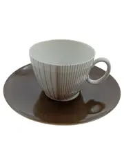 Vorschaubild 2 von Thomas Germany Kaffeetasse mit Untertasse Porzellan Braun Gestreift