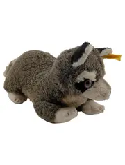 Vorschaubild 2 von Waschbär Kuscheltier liegend grau mit gelbem Knopf im Ohr