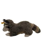 Vorschaubild 1 von Waschbär Kuscheltier liegend grau mit gelbem Knopf im Ohr