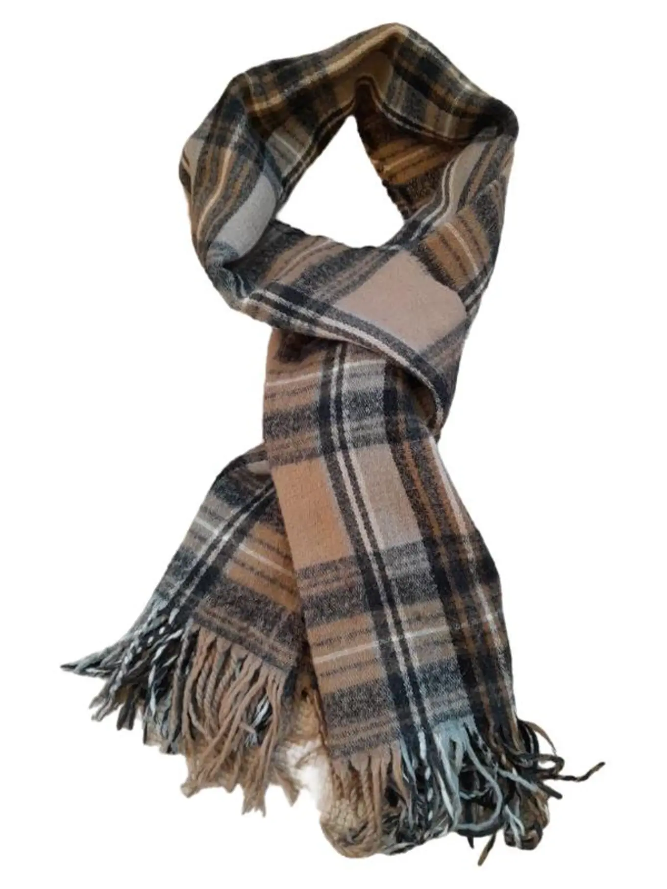 HALLHUBER Damen Schal Mehrfarbig Kariert Polyacryl Fransen