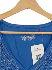 Vorschaubild 3 von Damen Top Flügel-Print Blau Gr. 42/XL Casual Baumwolle