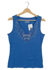 Vorschaubild 1 von Damen Top Flügel-Print Blau Gr. 42/XL Casual Baumwolle