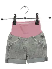 Vorschaubild 1 von Baby Shorts Jeans-Look Bauchband Rosa Grau Gr. 62