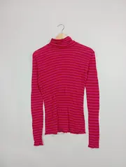 Vorschaubild 2 von Damen Rollkragenpullover Gr. 40 Pink Gestreift Casual