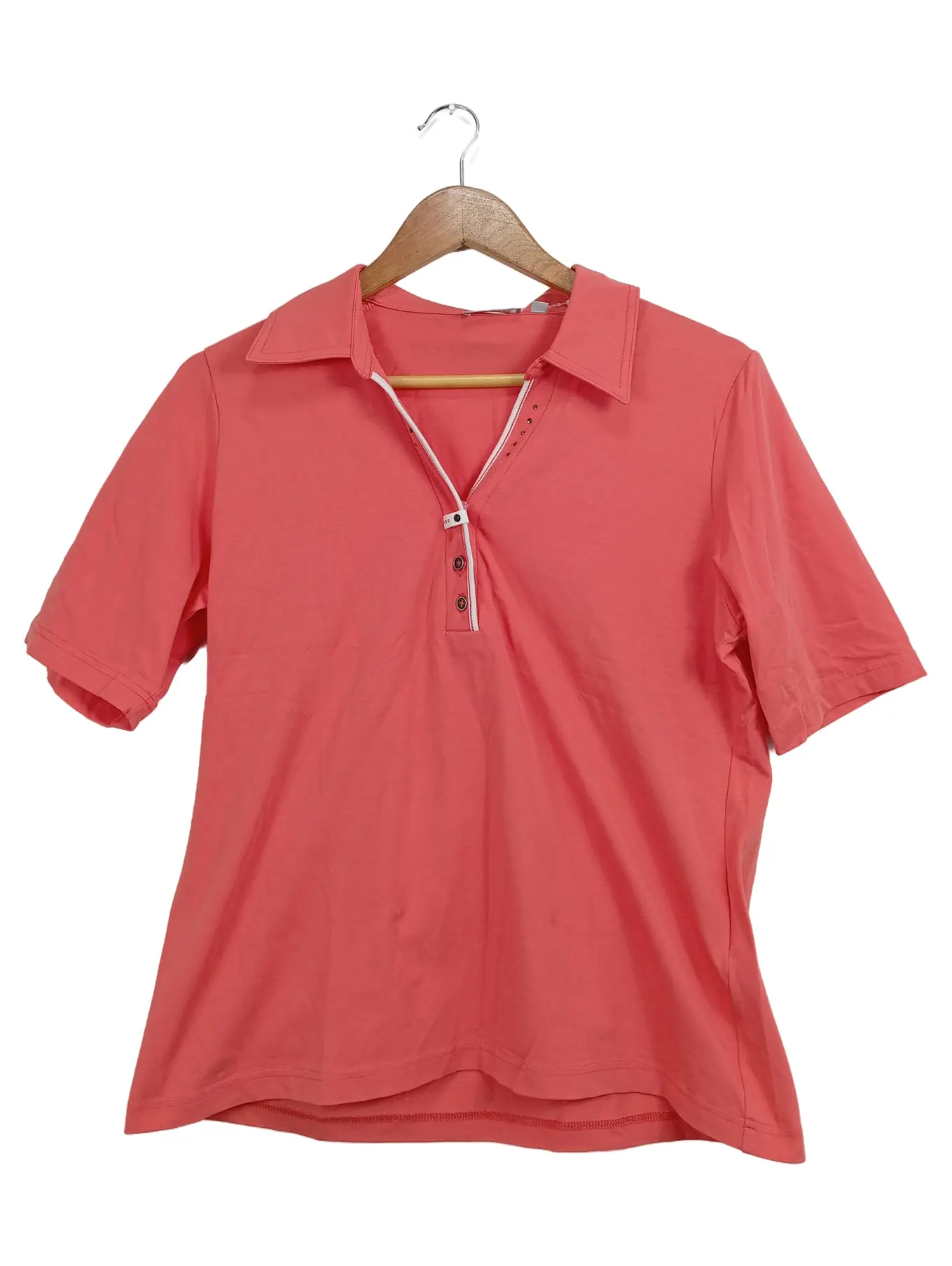 RABE Damen Poloshirt Gr. 42 Rot Casual Kurzarm Baumwolle