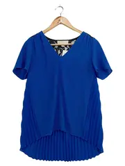 Vorschaubild 1 von Damen Bluse Gr. 34/XS Blau Elegant mit Spitze & Falten