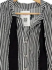 Vorschaubild 5 von Damen Bluse gestreift Schleife Vintage Schwarz Weiß Gr. 38/M