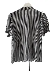 Vorschaubild 2 von Damen Bluse gestreift Schleife Vintage Schwarz Weiß Gr. 38/M