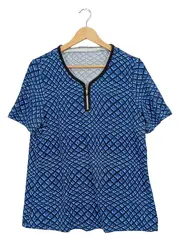 Vorschaubild 1 von Damen T-Shirt Blau Gr. 44/XXL mit Reißverschluss Modern