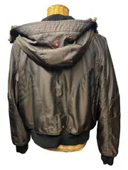 Vorschaubild 2 von Damen Steppjacke Gr. 38 Braun Outdoor Kapuze Fellbesatz