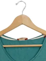 Vorschaubild 3 von EDC Damen T-Shirt V-Ausschnitt Türkis Gr. M Basic Kurzarm