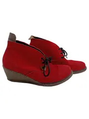 Vorschaubild 1 von Damen Stiefeletten Rot Wildleder Keilabsatz Gr. 38 Casual