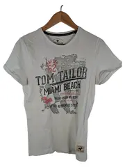 Vorschaubild 1 von Herren T-Shirt Gr. S Weiß Logo Print Casual Freizeit Baumwolle