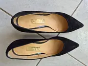 Vorschaubild 2 von Damen Pumps Schwarz Wildleder Gr. 38 Klassisch Elegant Business