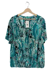 Vorschaubild 1 von Damen T-Shirt Türkis Abstrakt Farbenfroh Gr. 48, 50 2XL