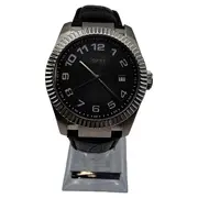 Vorschaubild 1 von Herren Armbanduhr Lederarmband Schwarz Silber Datumsanzeige Klassisch