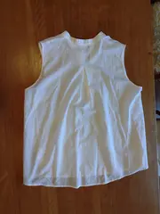 Vorschaubild 2 von Damen Leinen Top Weiß Gr. 42/XL Casual Ärmellos