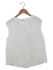 Vorschaubild 1 von Damen Leinen Top Weiß Gr. 42/XL Casual Ärmellos
