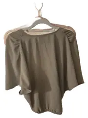 Vorschaubild 6 von Wickelbluse Damen Gr. M Oliv Grün Fledermausärmel Casual