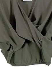Vorschaubild 3 von Wickelbluse Damen Gr. M Oliv Grün Fledermausärmel Casual
