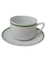 Vorschaubild 1 von Tasse und Unterteller Weiß Grün Klassisch Keramik Set