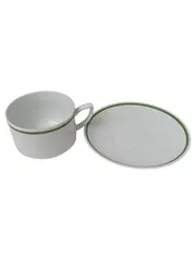 Vorschaubild 2 von Tasse und Unterteller Weiß Grün Klassisch Keramik Set