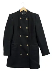 Vorschaubild 1 von Damen Wollmantel Militär Doppelreihig Goldknöpfe Gr. M Schwarz