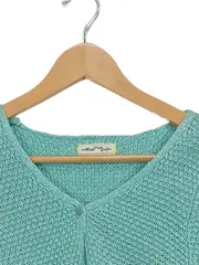 Vorschaubild 3 von Damen Pullover Türkis Gr. 36/S Modern Baumwolle