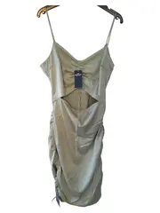 Vorschaubild 1 von Damen Freizeitkleid M Grün Raffungen Cut-Outs Midikleid