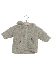 Vorschaubild 1 von Baby Teddy Fleecejacke Kapuze Reißverschluss Beige Gr. 50 Neu