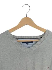Vorschaubild 2 von Pullover Herren Grau Melange Baumwolle XXL V-Ausschnitt