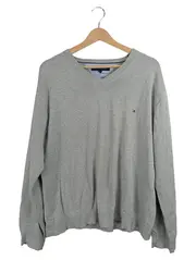 Vorschaubild 1 von Pullover Herren Grau Melange Baumwolle XXL V-Ausschnitt