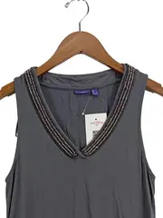 Vorschaubild 2 von MEXX Damen Freizeitkleid Gr. L Grau Pailletten V-Ausschnitt Ärmellos