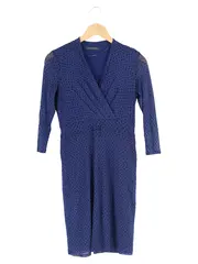 Vorschaubild 1 von Damen Freizeitkleid Gr. 36/S Blau Punkte Elegant Wickeloptik