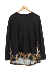 Vorschaubild 2 von Taifun Damen Langarmshirt Schwarz Gr. 42/XL Modern Kettenmuster