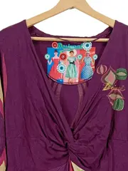Vorschaubild 2 von Damen Freizeitkleid Langarm Muster Lila Gr. 42;XL Farbenfroh