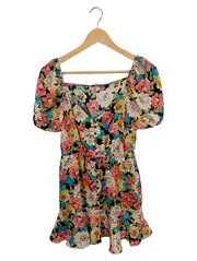 Vorschaubild 1 von Blumenmuster Sommerkleid Rüschen Damen Gr. 38 M Mehrfarbig