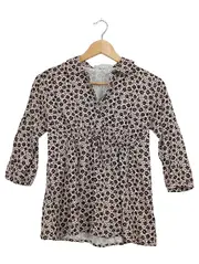 Vorschaubild 1 von Mädchen Bluse Gr. 122 Blumenmuster Beige Schwarz Langarm