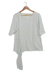 Vorschaubild 1 von Damen T-Shirt Gr. M gestreift weiß schwarz asymmetrisch