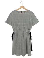 Vorschaubild 1 von Damen Freizeitkleid kariert Grau Gr. 36 S Kurzarm Casual