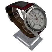 Vorschaubild 2 von Damenuhr kariertes Armband Rot Silber Analog Quarz