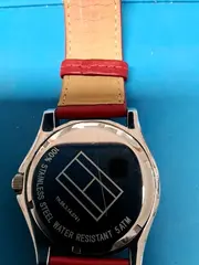 Vorschaubild 5 von Damenuhr kariertes Armband Rot Silber Analog Quarz