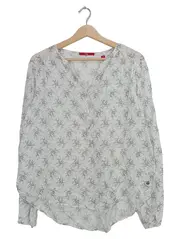 Vorschaubild 1 von Damen Bluse Gr. 40 L Weiß gemustert Casual Viskose Langarm