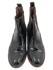 Vorschaubild 2 von Damen Stiefelette Gr. 38 Schwarz Lack Brogue Chelsea Boots