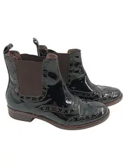 Vorschaubild 1 von Damen Stiefelette Gr. 38 Schwarz Lack Brogue Chelsea Boots