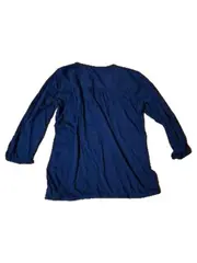 Vorschaubild 3 von Damen Bluse Langarm Gr. 42 Blau Casual Baumwolle V-Ausschnitt
